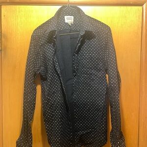 Naked & Famous Denim Dark Blue Shirt with White Pattern